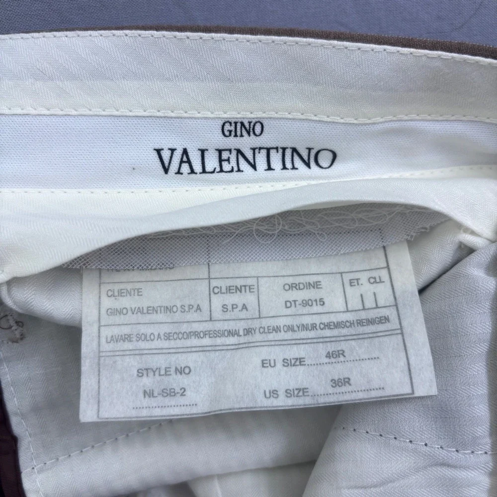 Gino Valentino Mens Brown Pinstripe Dress Pants Cuffed Flat Front Trousers 36R